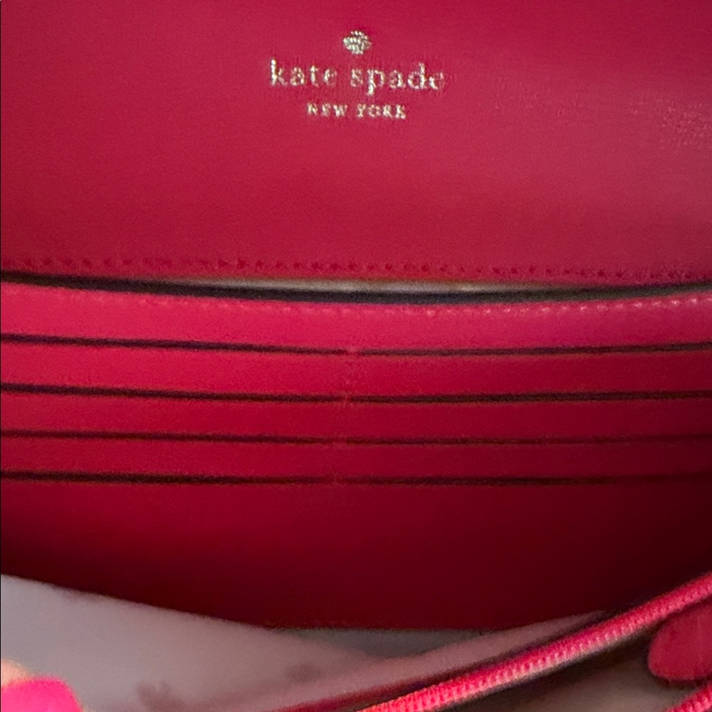 kate spade NWT $289 pink and cream woven crossbody clutch - Picture 10 of 13